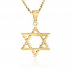 14K Gold Pendant Necklace, Classic Style Star of David Pendant  Smooth Finish