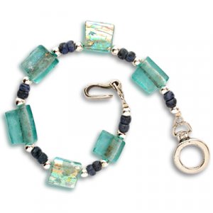 Sterling Silver Bracelet with Demorterite Beads and Roman Glass Discs - Michal Kirat