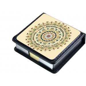 Memo Box with Circular Floral Design and Crystal, English Blessings - Dorit Judaica