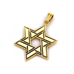 Star of David Pendant 14K Gold - Cutout Contemporary Design