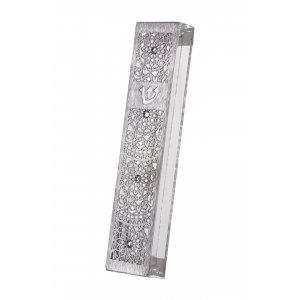 Acrylic Mezuzah Case with Cutout Steel, Swarovski Stones, Mandala - Dorit Judaica