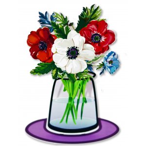 Colorful Bouquet of Anemones as a Free-Standing Sculpture - Dorit Judaica