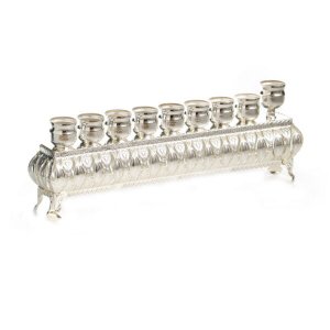 Silver Plated Hanukkah Menorah, Classic Design