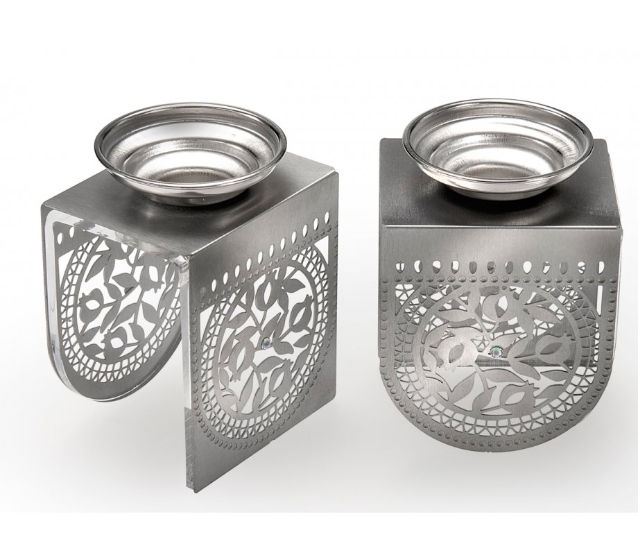 Adorable Pomegranate Design Small Candlesticks - Dorit Judaica