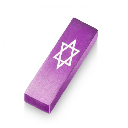 Anodized Aluminum Car Mezuzah Star of David, Purple - Adi Sidler