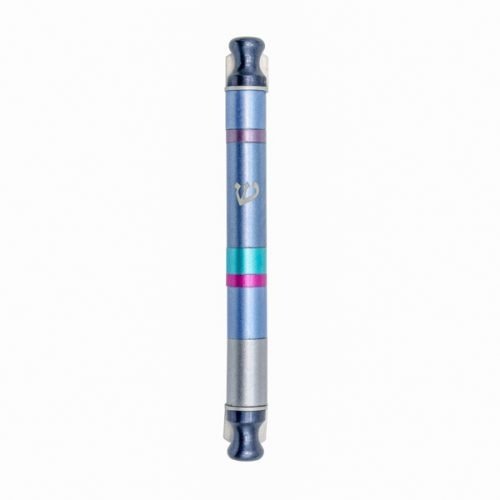 Anodized Aluminum Cylinder Mezuzah Case, Stripes in Blue - Yair Emanuel