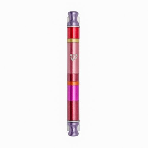 Anodized Aluminum Cylinder Mezuzah Case, Stripes in Maroon and Pink - Yair Emanuel