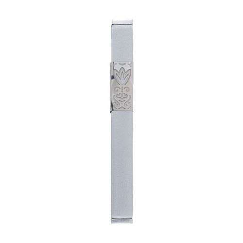 Anodized Aluminum Mezuzah Case Decorative Cutout Flower, Gray - Yair Emanuel