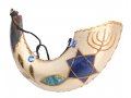 Anointing Rams Horn Shofar with Painted Fish Design