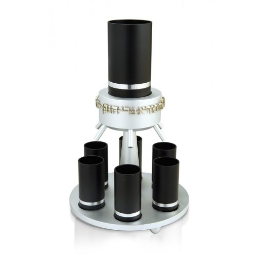 Black Anodized Aluminum Wine Fountain Silver Line by Dabbah Judaica