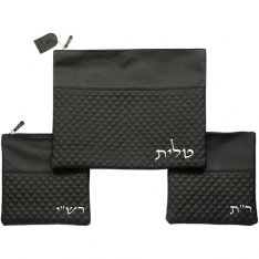 Black Tallit Bag with Two Bags for Rashi & Rabbeinu Tam Tefillin