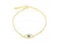 Blue Evil Eye of Protection on Sterling Silver Bracelet - Choice of Gold or Silver Finish