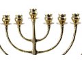 Bronze-Gold Hanukkah Menorah with pomegranate Design Cups, Tall - 24 Inches