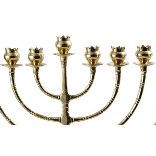 Bronze-Gold Hanukkah Menorah with pomegranate Design Cups, Tall - 24 Inches