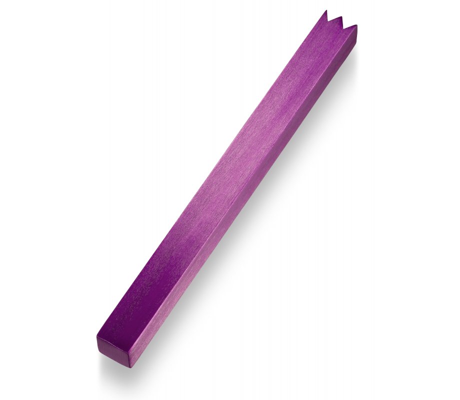 Brushed Aluminum Mezuzah Case with a Crown-Shin Cut, Purple - Adi Sidler