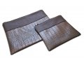 Chocolate Brown Tallit and Tefillin Bag Set, Faux Leather - Crocodile Design