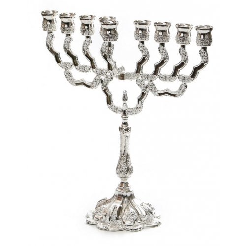 Classic Elegant Chanukah Menorah Eight Branches - Silver Plated