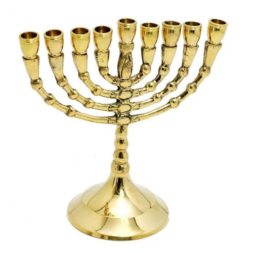 Classic Hanukkah Menorah, Decorative Branches, Small 5 Inches