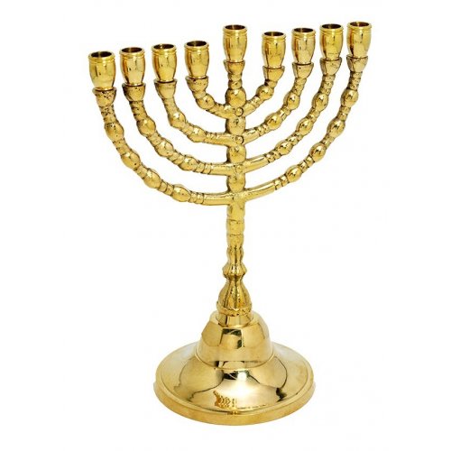 Classic Hanukkah Menorah with Decorative Branches, Small - 7 Inches