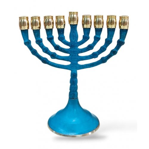 Classic Patina Hanukkah Menorah, Decorative Branches, Small 5 Inches