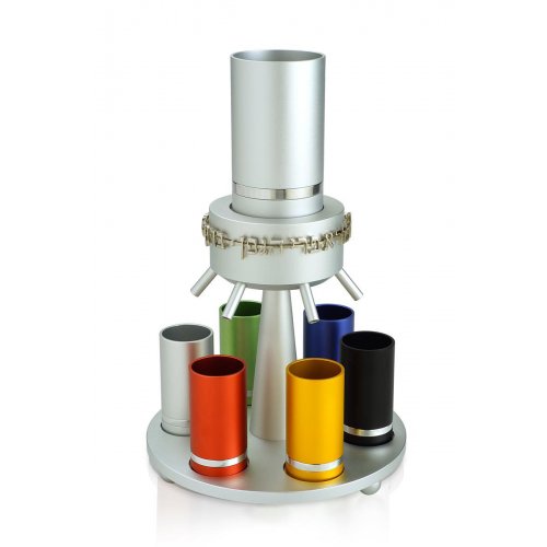 Colorful Anodized Aluminum Wine Fountain Silver Line by Dabbah Judaica