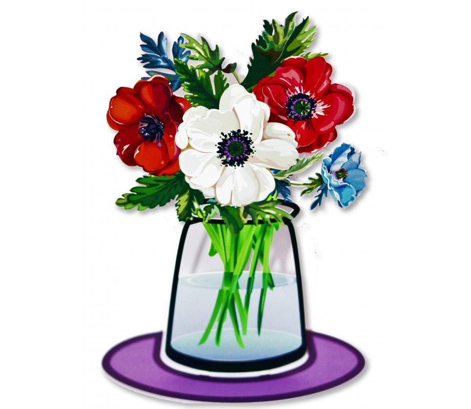 Colorful Bouquet of Anemones as a Free-Standing Sculpture - Dorit Judaica