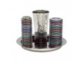 Contemporary 4-Piece Havdalah Set, Colored Stacked Discs - Yair Emanuel