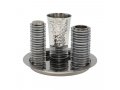 Contemporary 4-Piece Havdalah Set, Gray Stacked Discs - Yair Emanuel