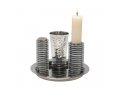 Contemporary 4-Piece Havdalah Set, Gray Stacked Discs - Yair Emanuel