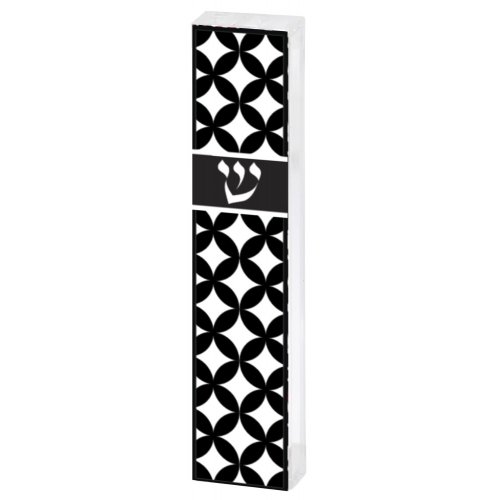 Contemporary Style Mezuzah Case, Black and White Diamond Design - Dorit Judaica