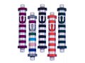 Cylinder Mezuzah Case with Bands and Curving Shin in Dark Colors, 4 Inches - Agayof