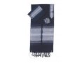 Dark Blue with Silver Stripes Handwoven Silk Prayer Shawl Set - Gabrieli