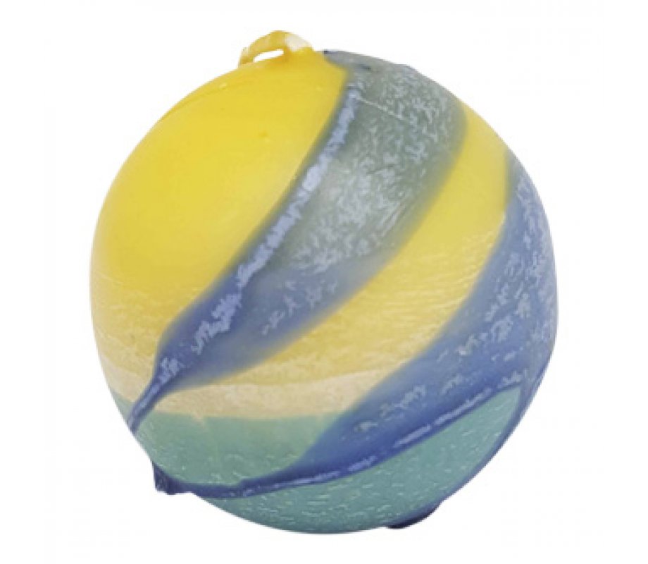 Decorative Handmade Round Candle - Yellow and Blue