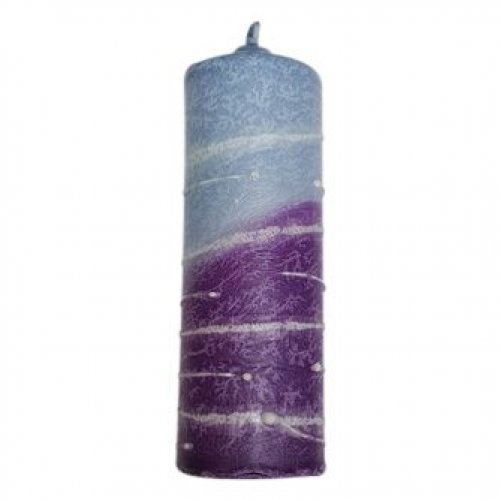 Decorative Pillar Havdalah Candle Handcrafted, Purple and Blue - Size Options