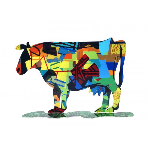 Dora Cow Free Standing Double Sided Steel Sculpture - David Gerstein