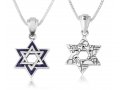 Double Star of David Pendant Necklace, Jerusalem Image on Reverse  Sterling Silver