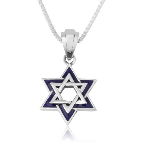 Double Star of David Pendant Necklace, Jerusalem Image on Reverse  Sterling Silver