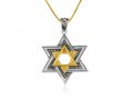 Double Star of David Pendant Necklace in Gold Plate and Sterling Silver