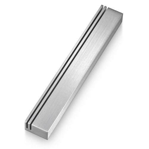 Extra Large Mezuzah Case with Vertical Tracks Resembling Shin, Silver - Adi Sidler