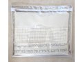 Faux Leather Tallit and Tefillin Bag, Silver Embroidered Prayer Words  Off White