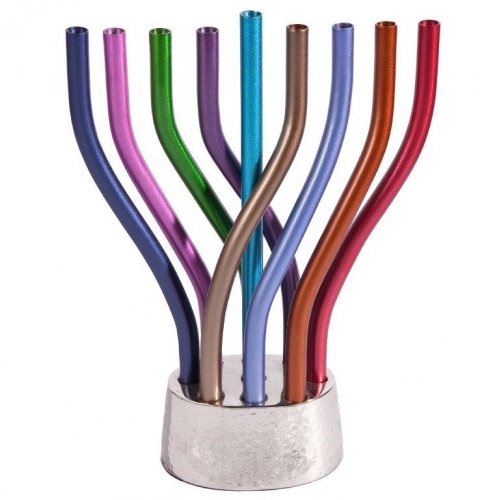 Flames Image Hanukkah Menorah, Multicolored - Yair Emanuel