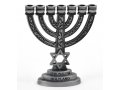 For Decoration, Miniature Seven Branch Menorah with Star of David - Pewter, 2.7 Inches