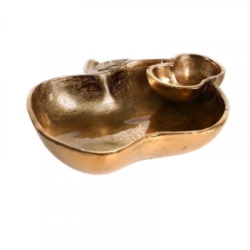 For Rosh Hashanah, Apple Shaped Gold Tray with Honey Dish Attached