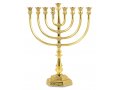 Gold Color Hanukkah Menorah Filigree Design Jerusalem, Large - 16 Inches