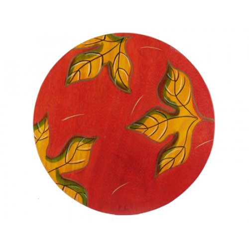 Gold Leaf on Red Round Placemat - Kakadu