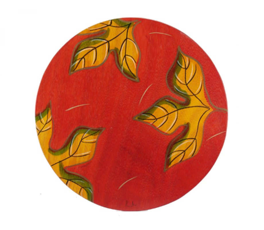 Gold Leaf on Red Round Placemat - Kakadu