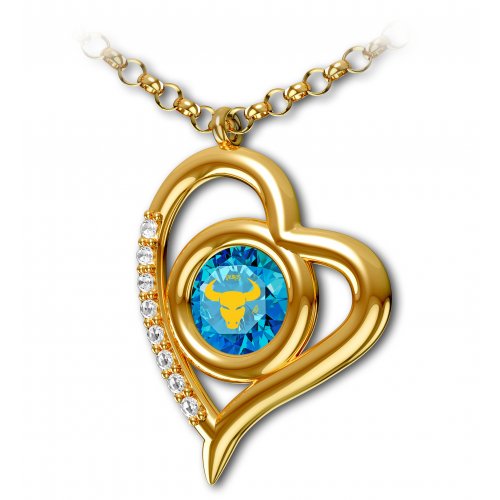 Gold Plated Zodiac Swarovski Necklace by Nano - Taurus