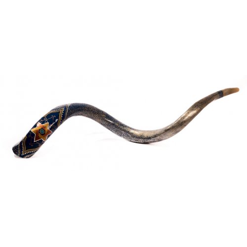 Gold Star of David Hand Painted Yemenite Shofar