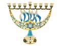 Gold and Turquois Chanukah Menorah, Enamel - For Decoration Only