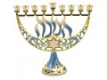 Gold and Turquois Chanukah Menorah, Enamel - For Decoration Only